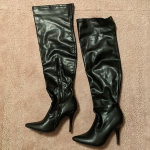 Over The Knee Black Stiletto Boots